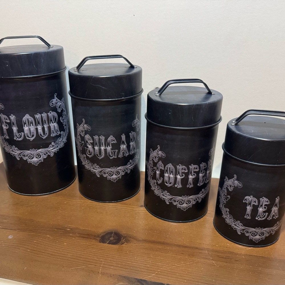 Black Vintage-Style Kitchen Canister Set of 4